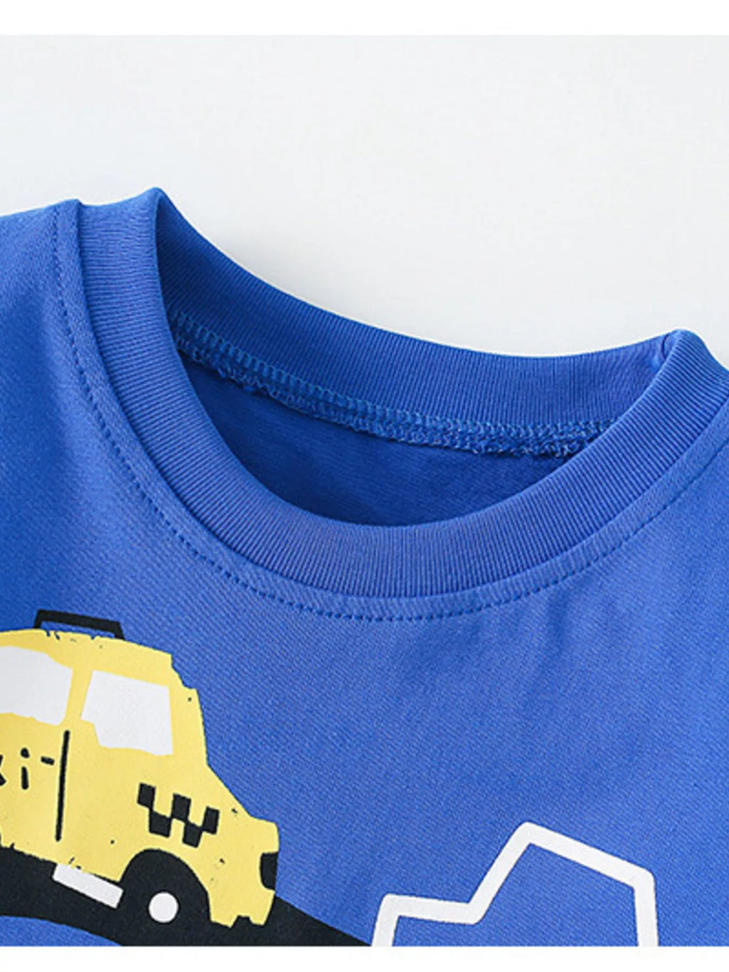 Children's Vehicle Print Crew Neck Short Sleeve T-Shirt