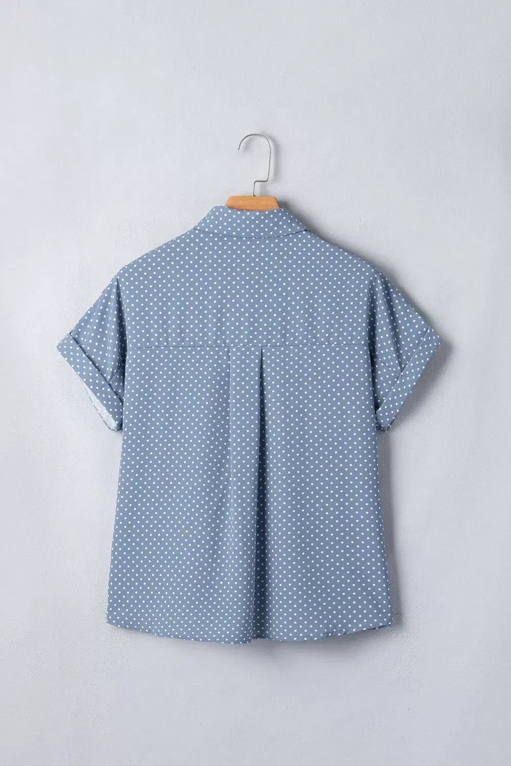 Dotted Print Cuffed Short Sleeve Shirt