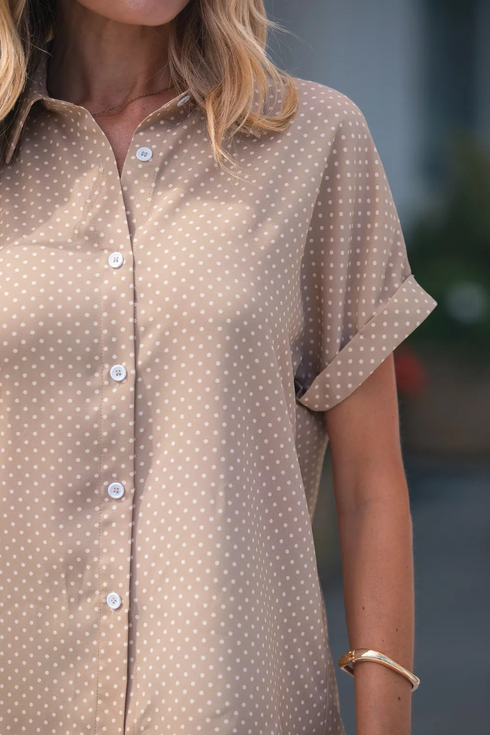 Polka Dot Print Short Sleeve Shirt
