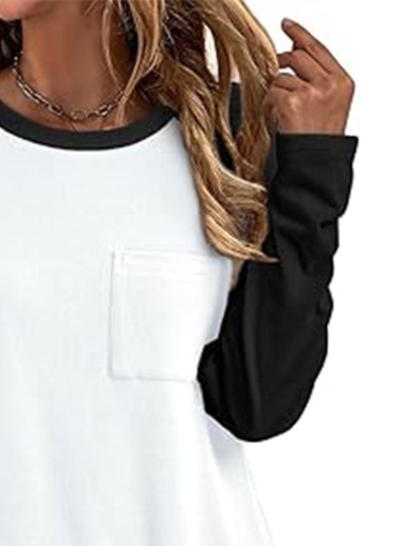 Round Neck Raglan Sleeve T-Shirt with Pocket