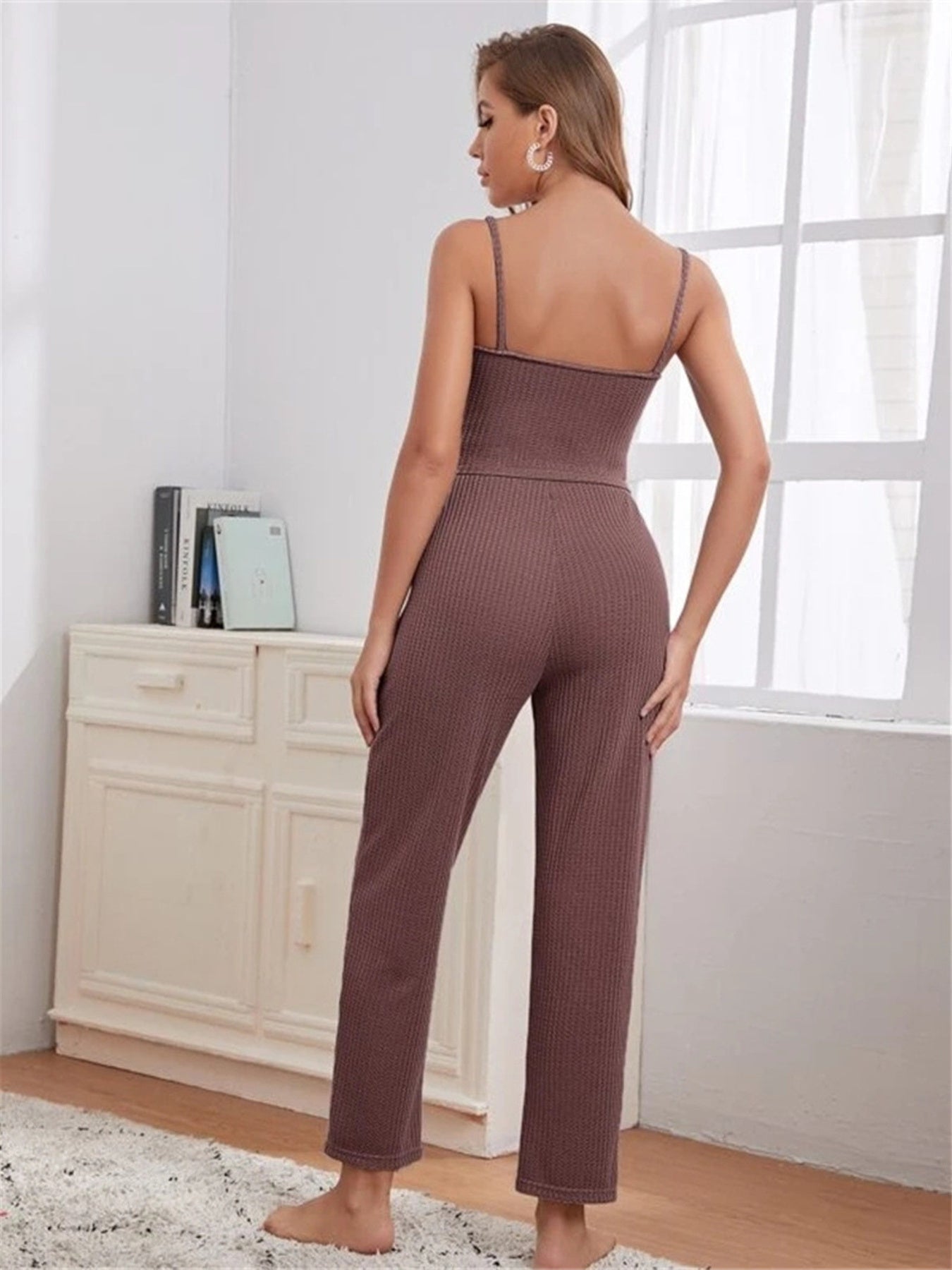 Scoop Neck Cami & Pants & Cardigan Set
