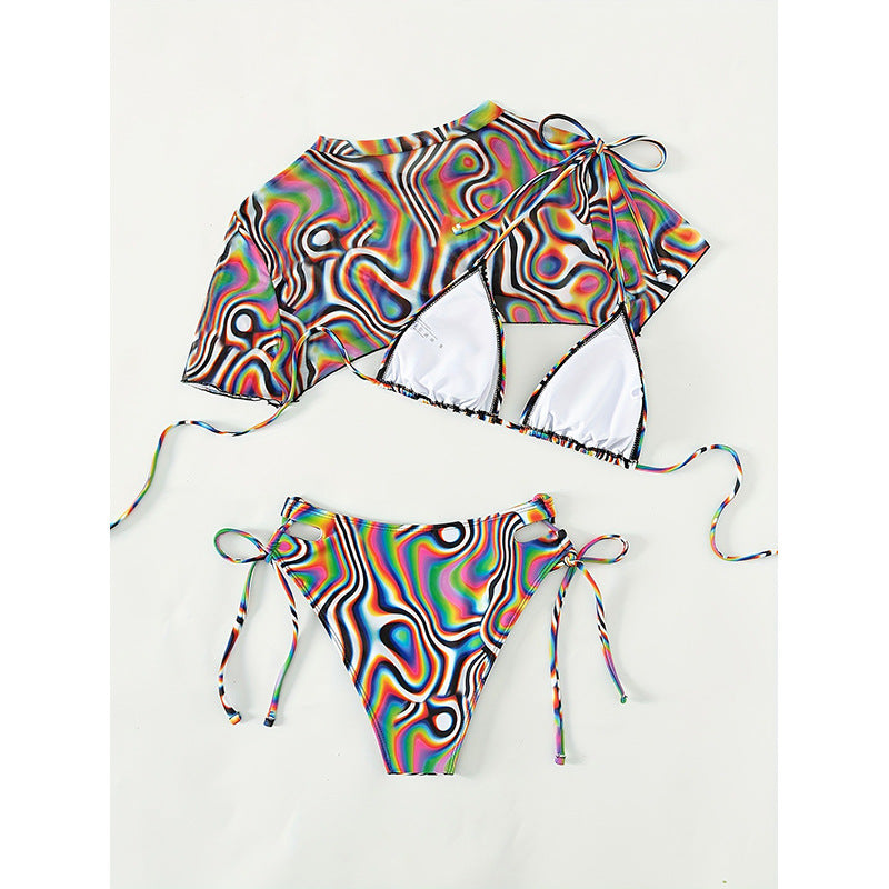 Sexy Printed Bikini Three-Piece Swimwear Set
