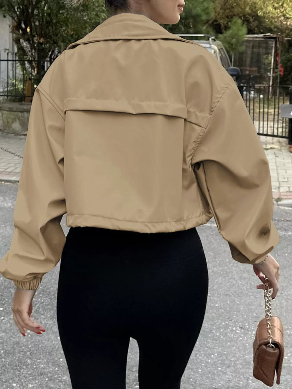 Drawstring Hem Zip Up Jacket