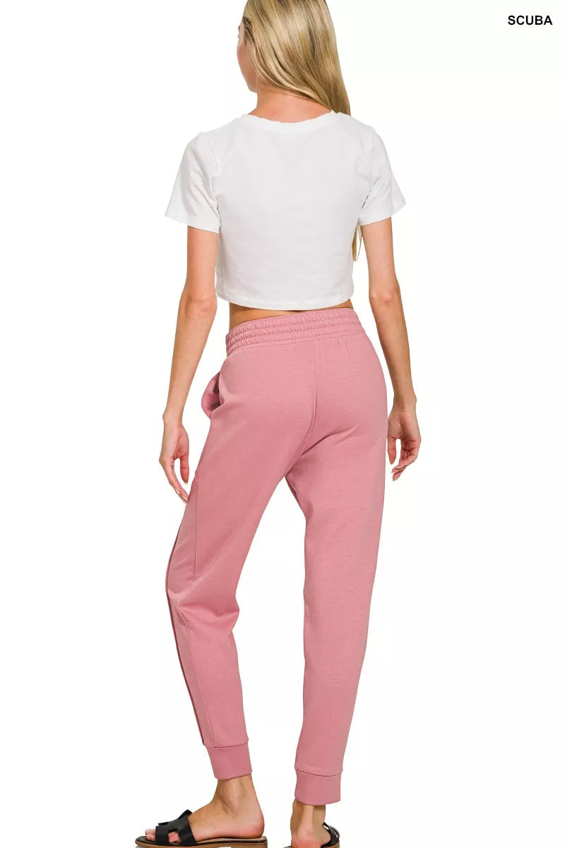 Zenana Scuba Half Zip Pullover and Jogger Set