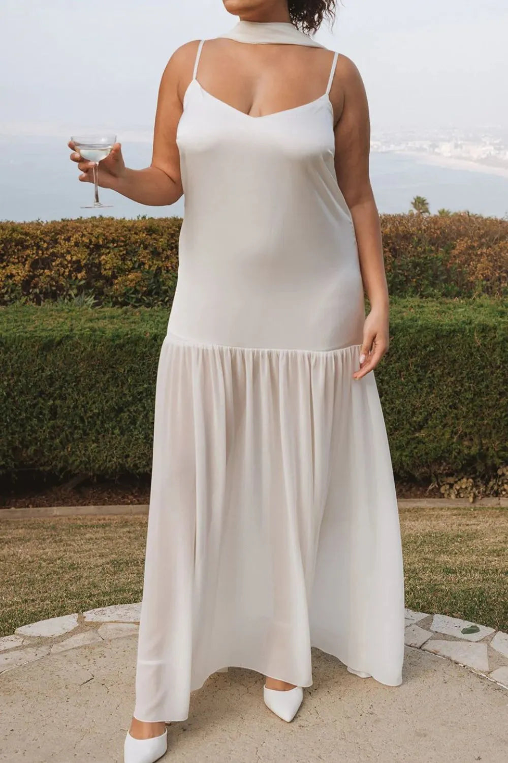 Adjustable Strap Maxi Cami Dress with Scarf