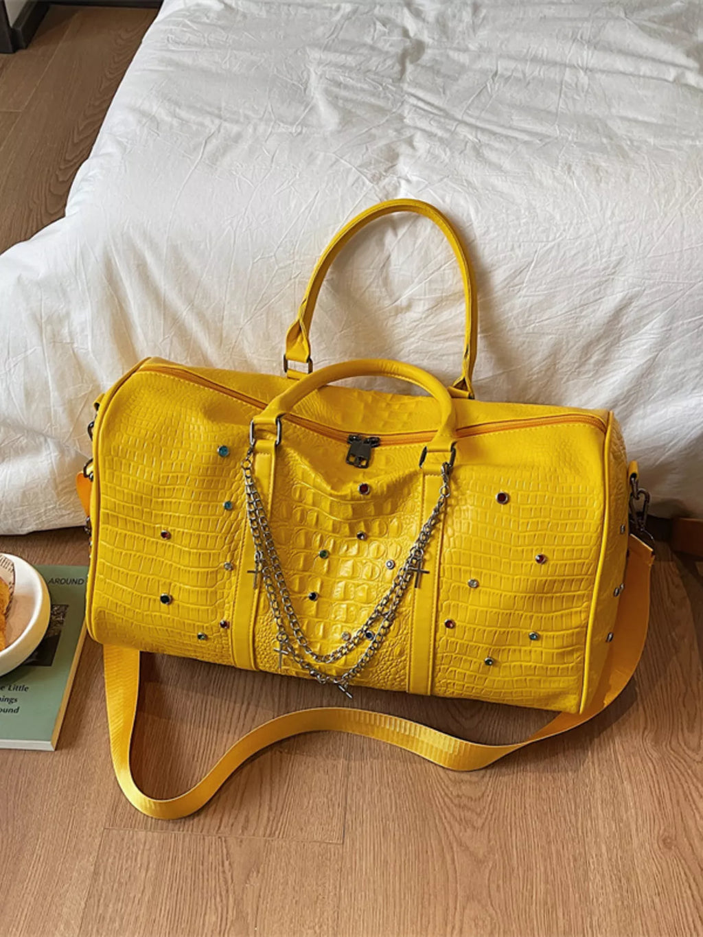 Studded Leather Duffel Bag