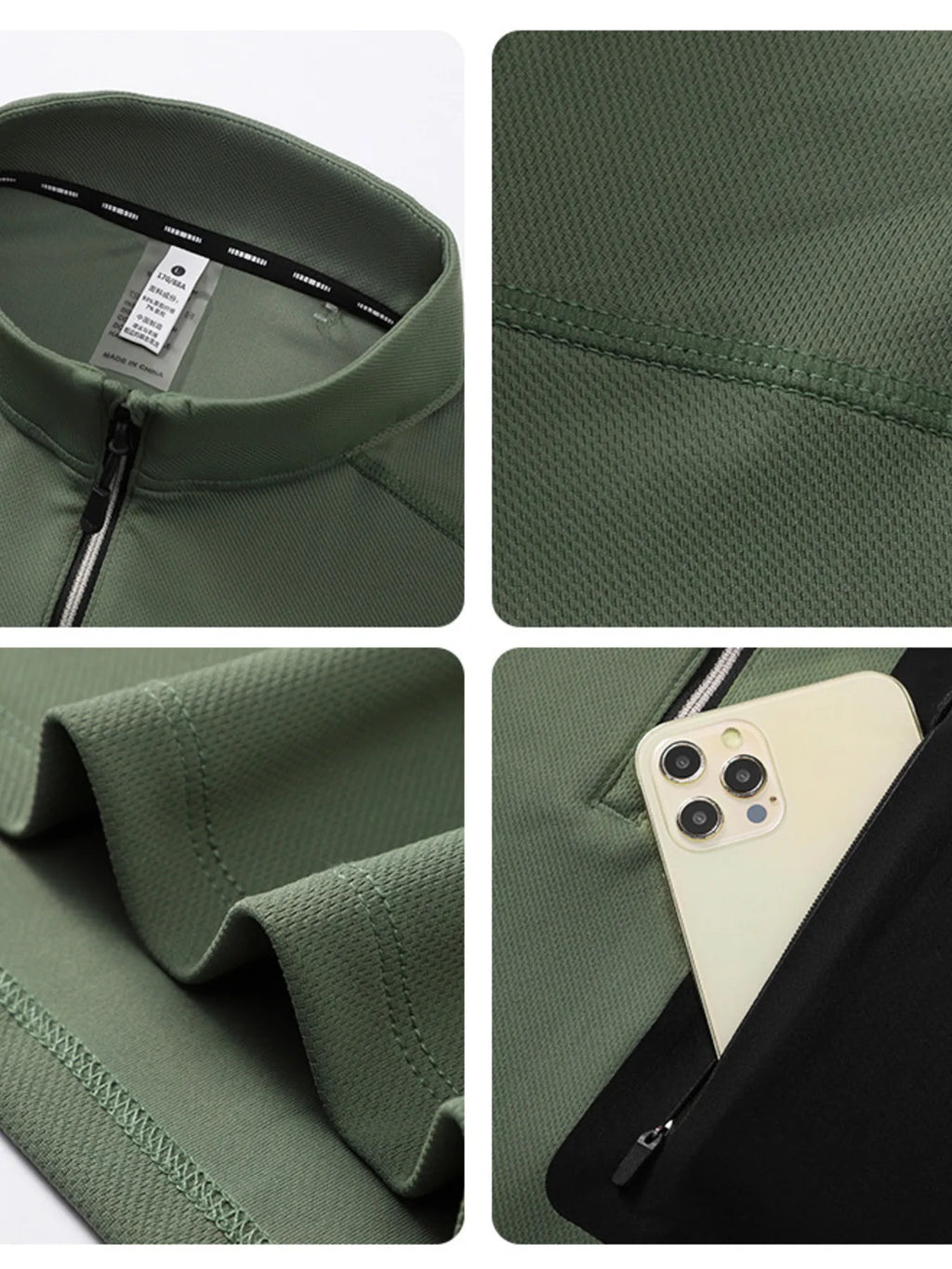 Men's Plus Size Quarter-Zip Long Sleeve Top
