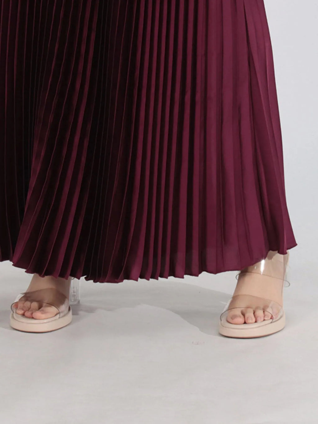 Button Up Long Sleeve Top and Pleated Skirt Set