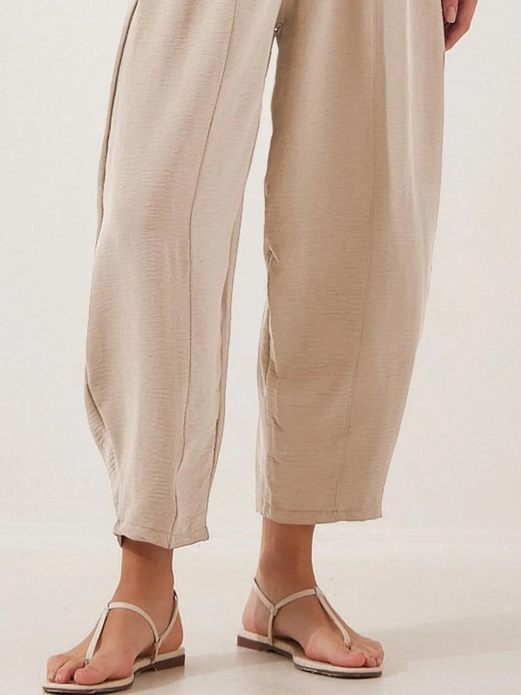 Full Size Drawstring Wide Leg Cropped Pants Plus Size