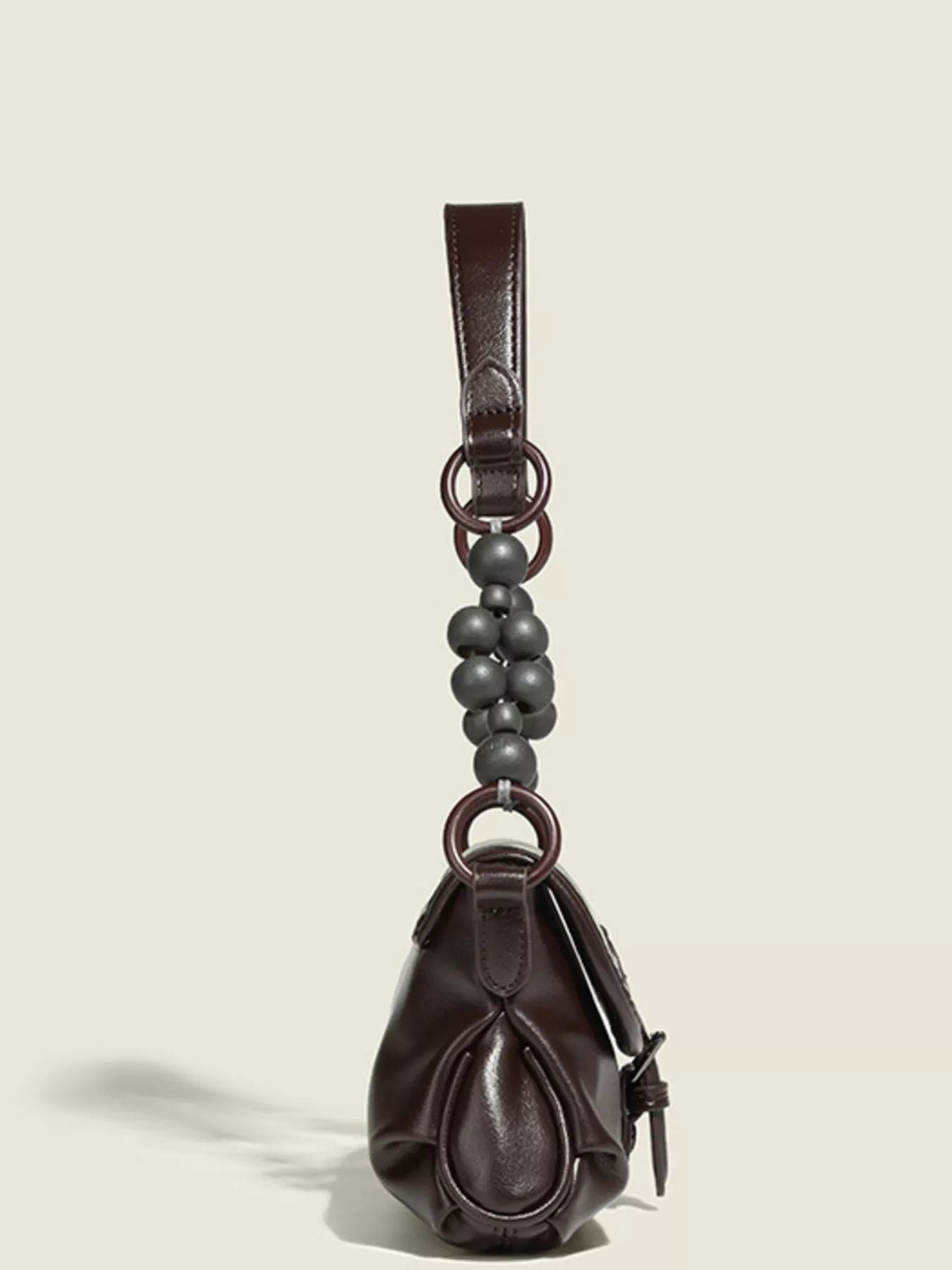 Beaded Handle Flap Shoulder Bag