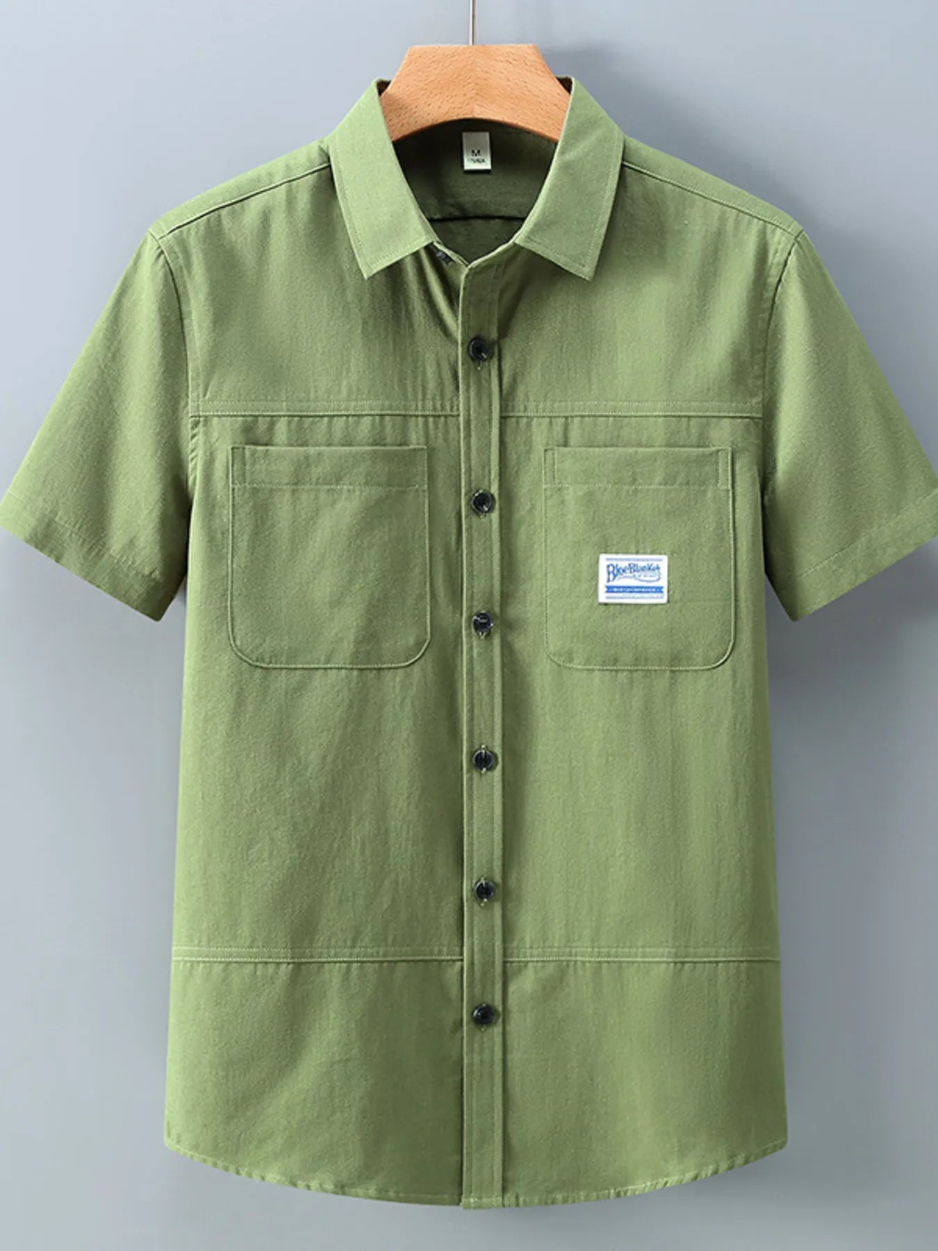 Men's Plus Size Button Up Short-Sleeve Shirt