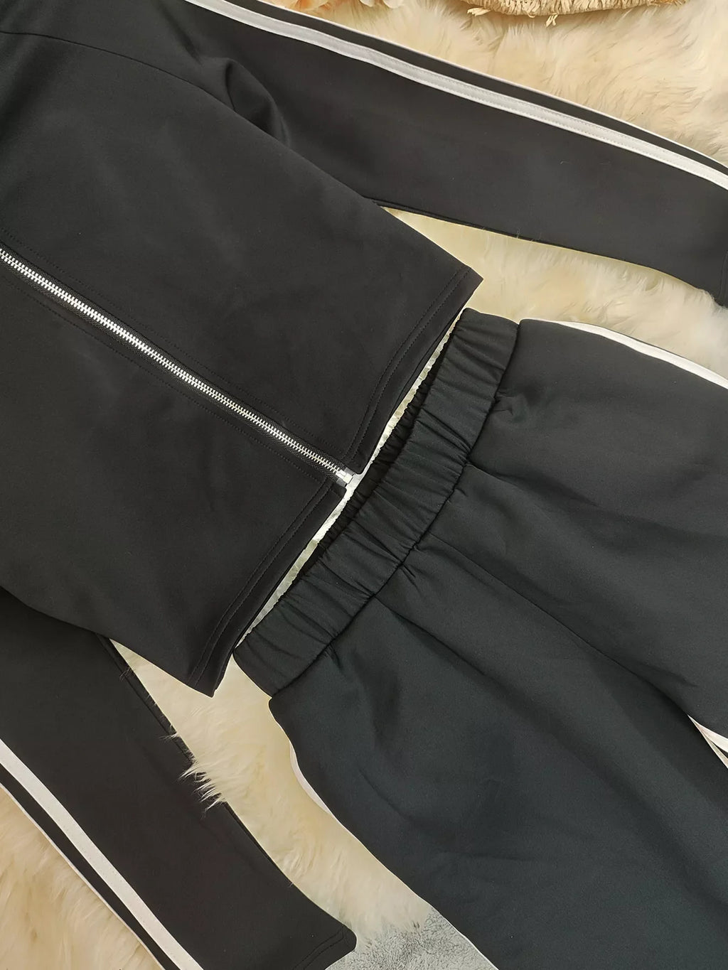 Striped Zip Up Top and Pants Set