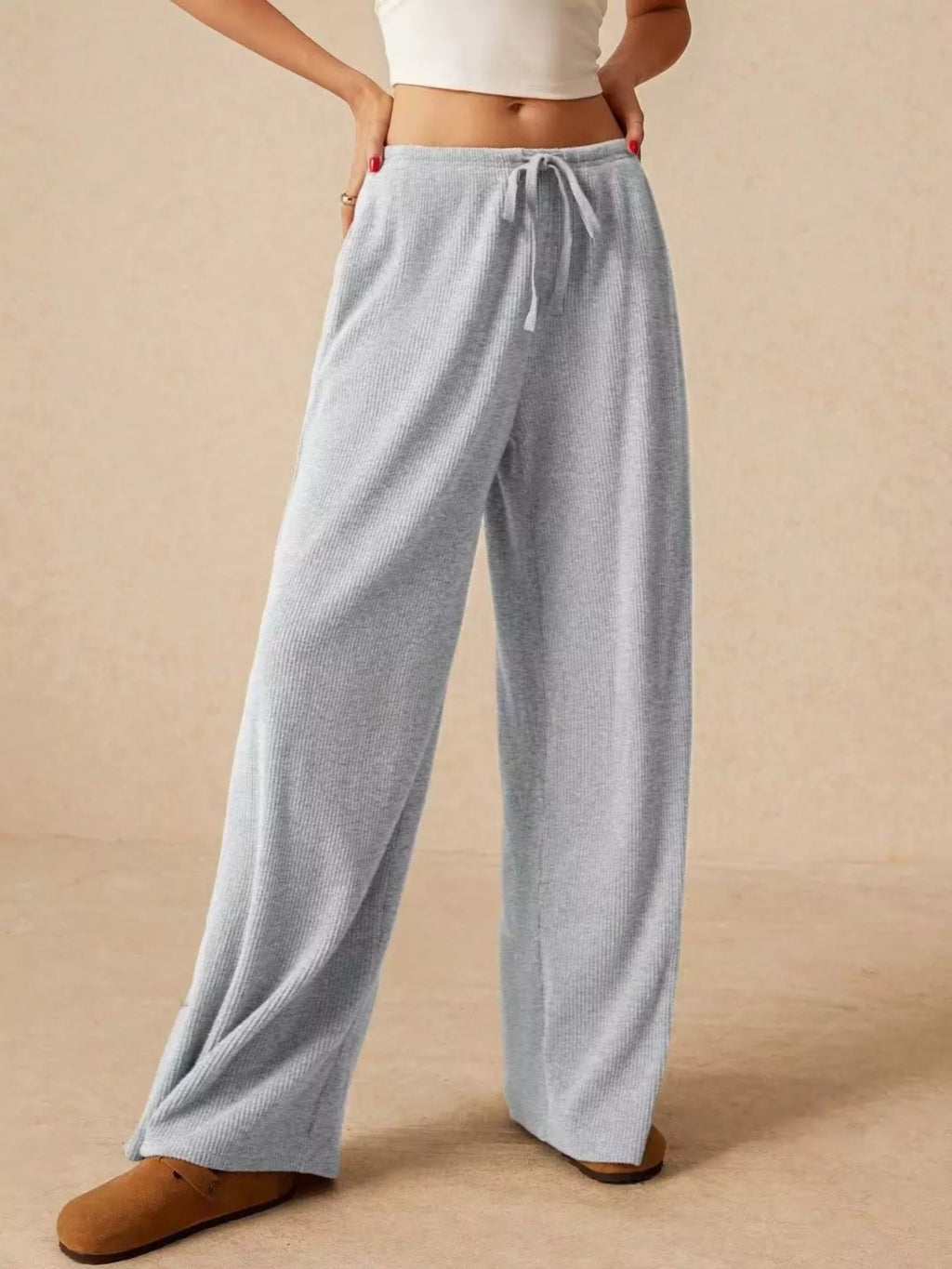 Drawstring Wide Leg Pants