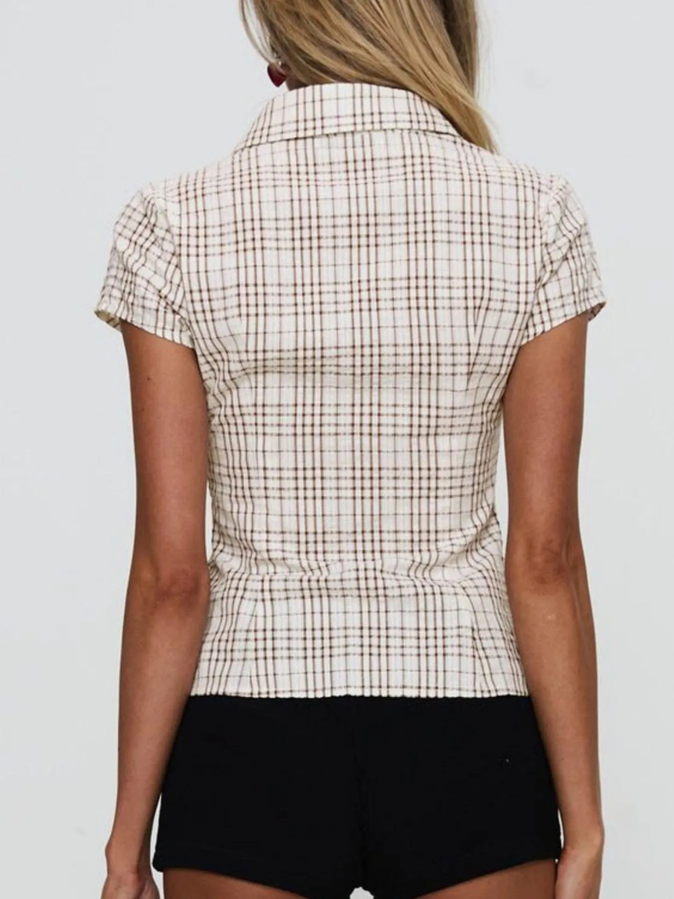 Plaid Short Sleeve Button-Up Shirt