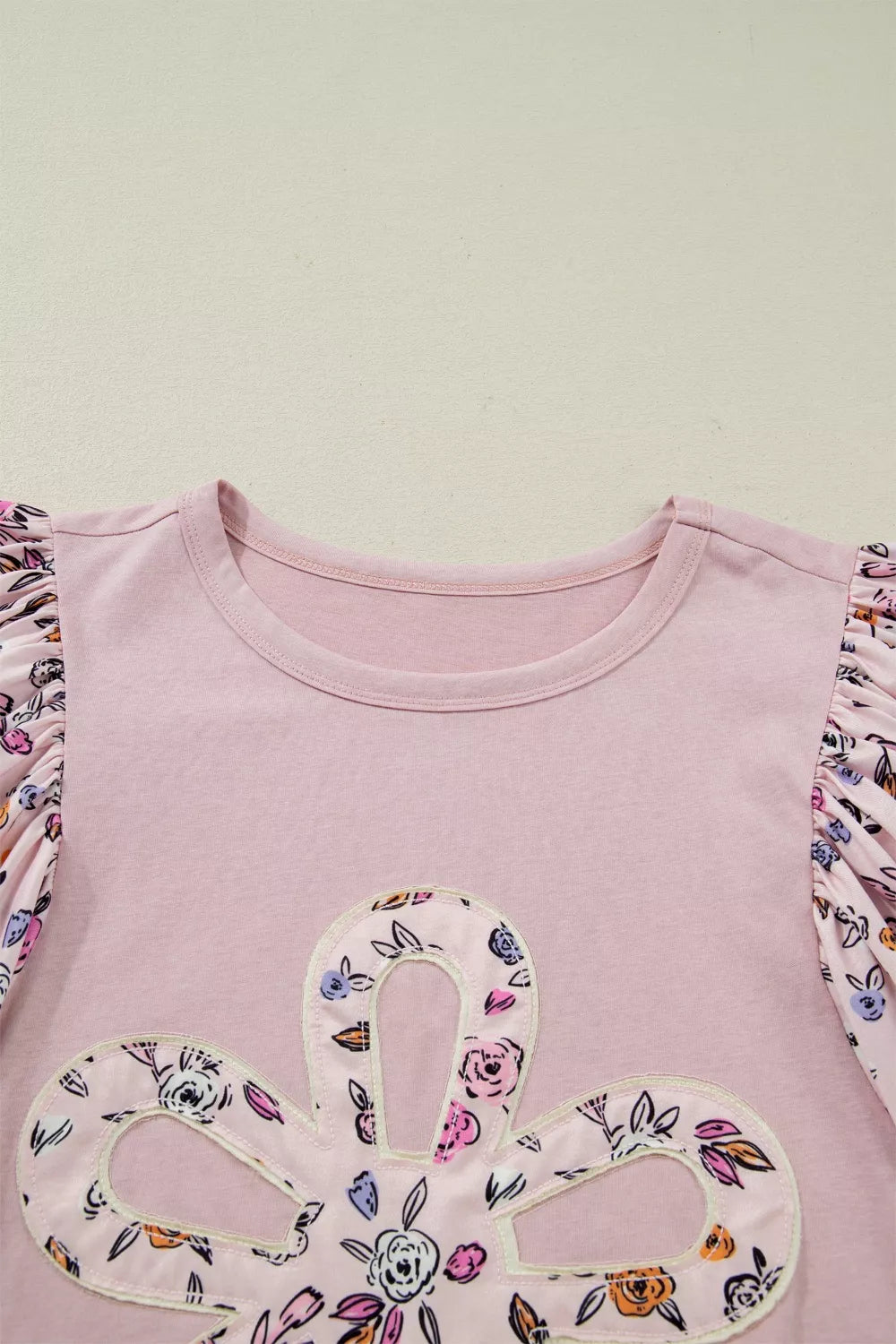 Floral Patchwork Bell Sleeve Blouse