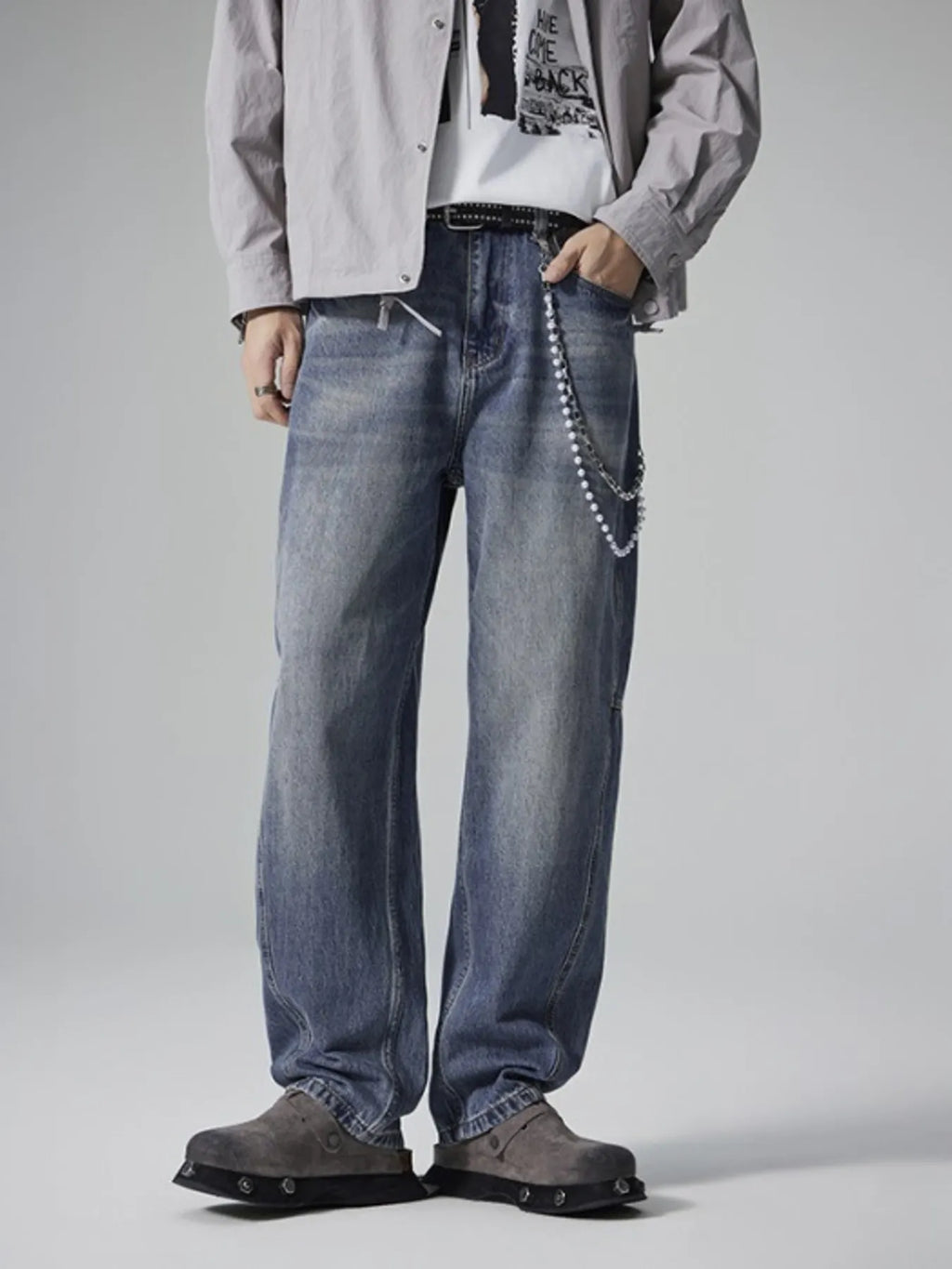 Men's Washed Relaxed Wide-Leg Jeans