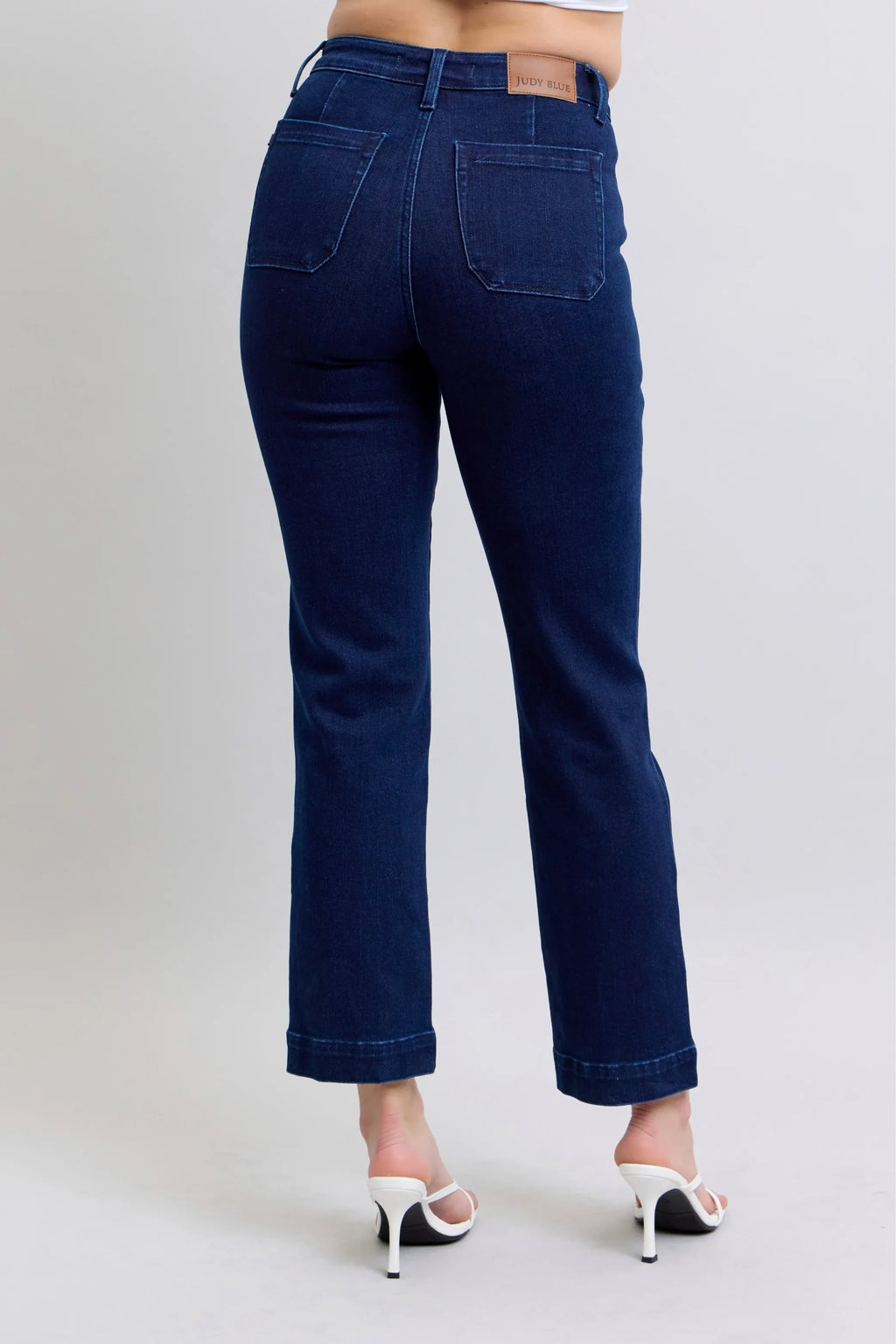 Judy Blue Full Size Hw Work Wear Knee Patch Straight Jeans Plus Size