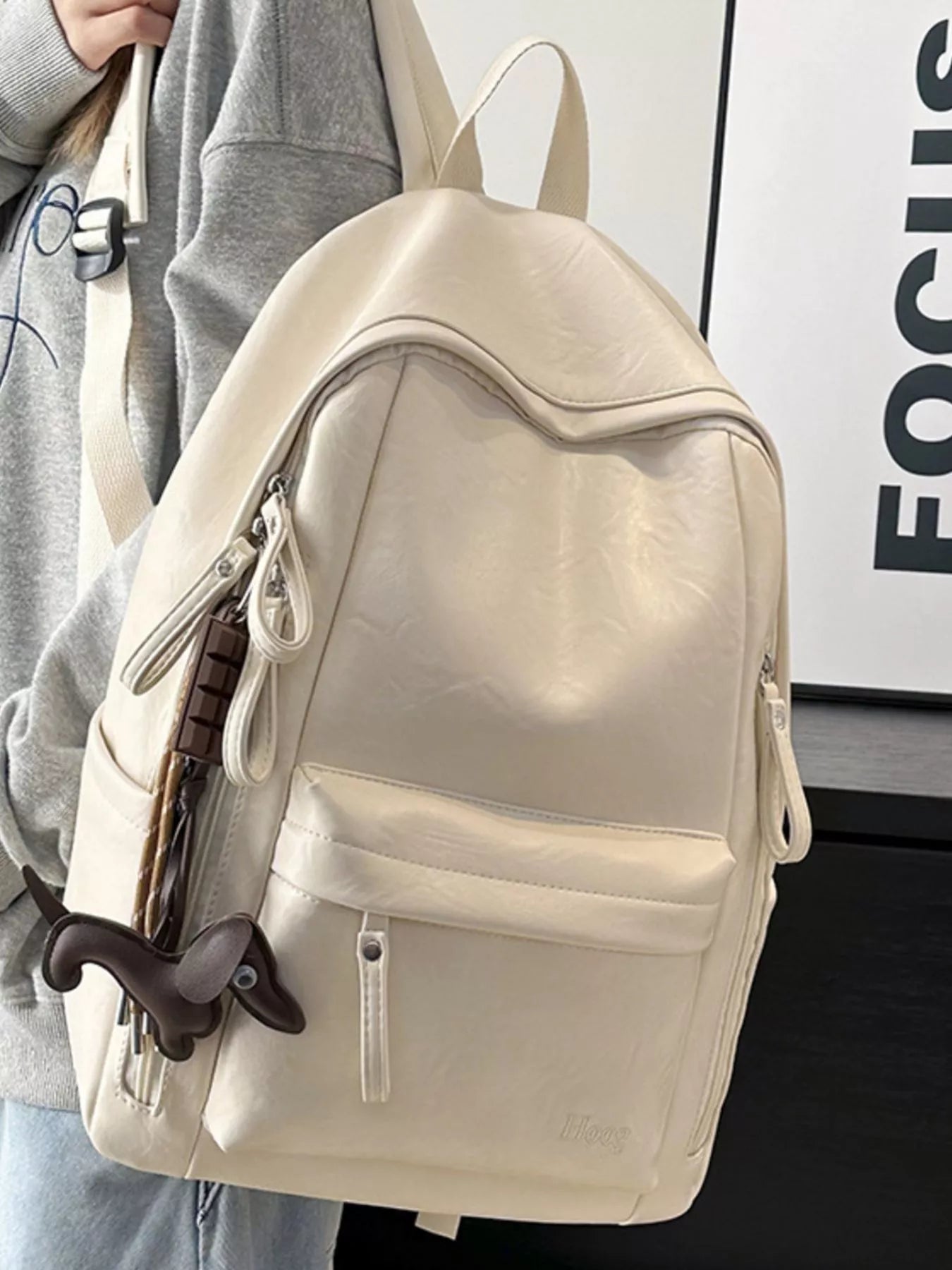 Leather Texture Backpack Bag