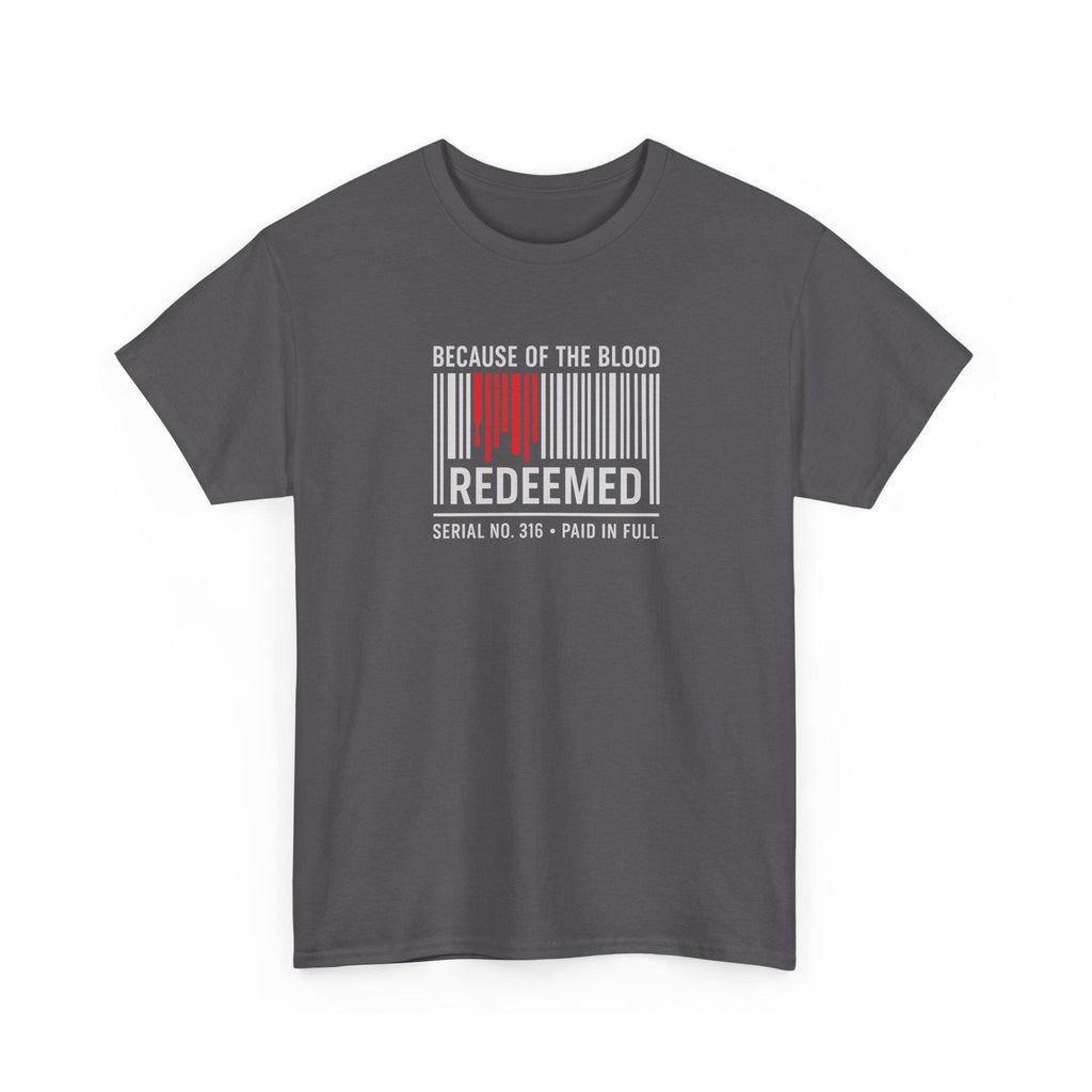 Because of the Blood Unisex Tee — Revelation 1:5 Inspirational Redemption T-Shirt