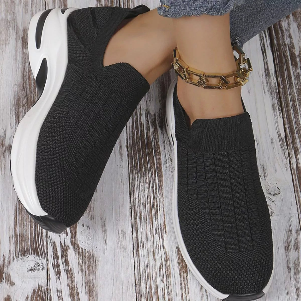Round Toe Mesh Slip-Ons