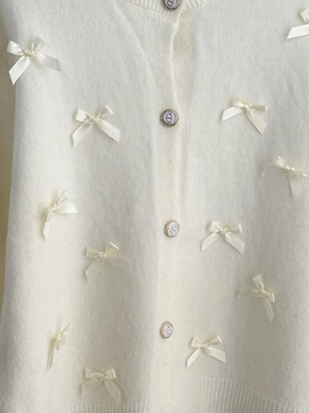 Bow Button Up Long Sleeve Cardigan