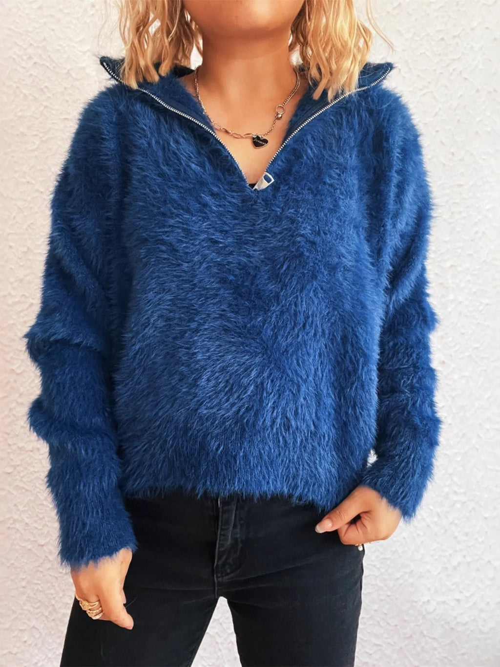 Cozy Fuzzy Half-Zip Sweater
