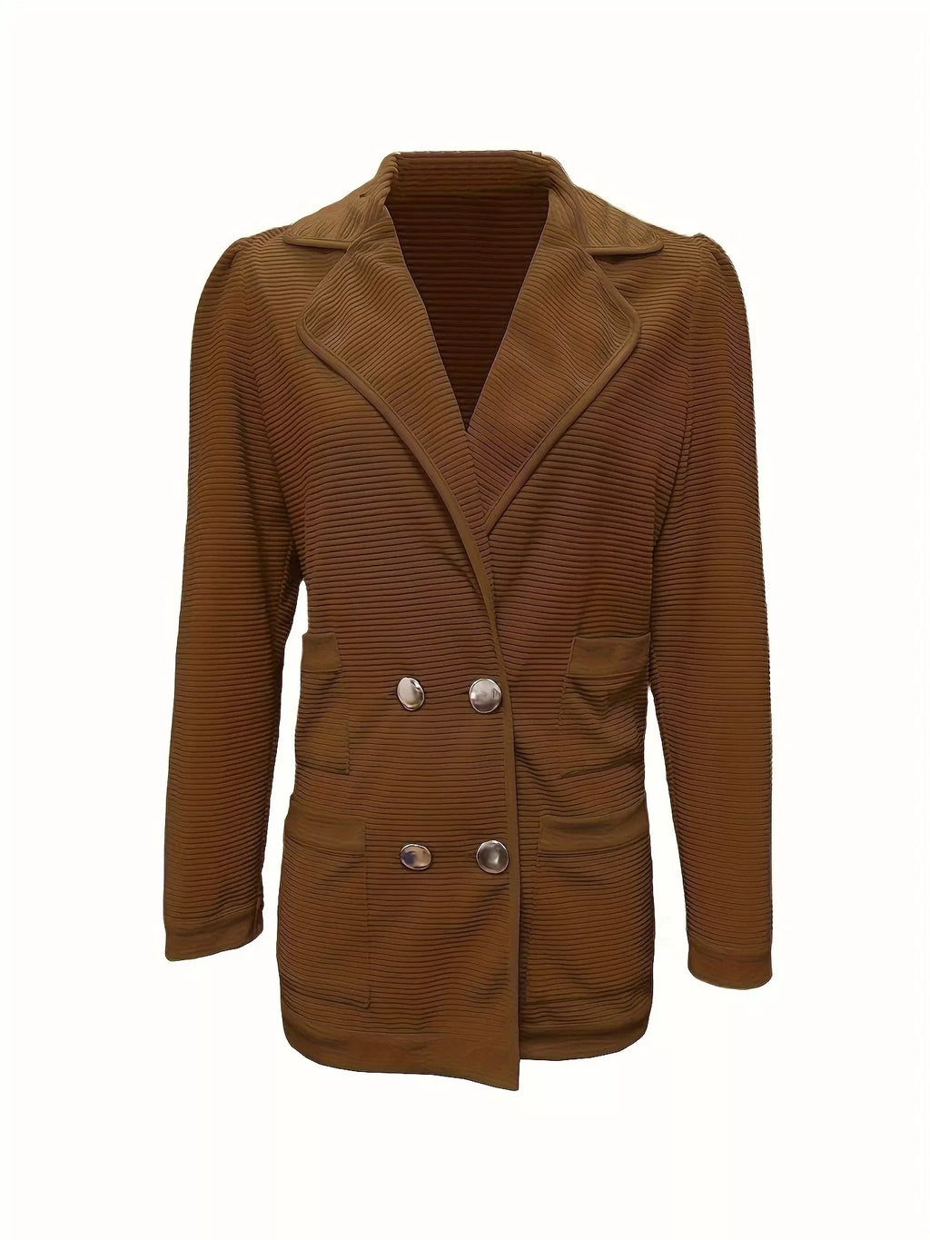 Texture Knit Double-Breasted Blazer