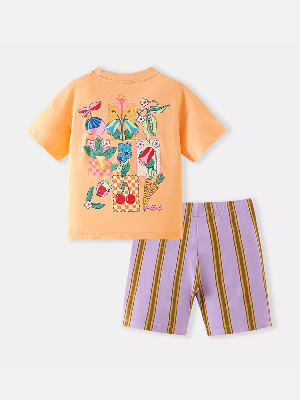 Children's Cherry Graphic Tee and Striped Shorts Set