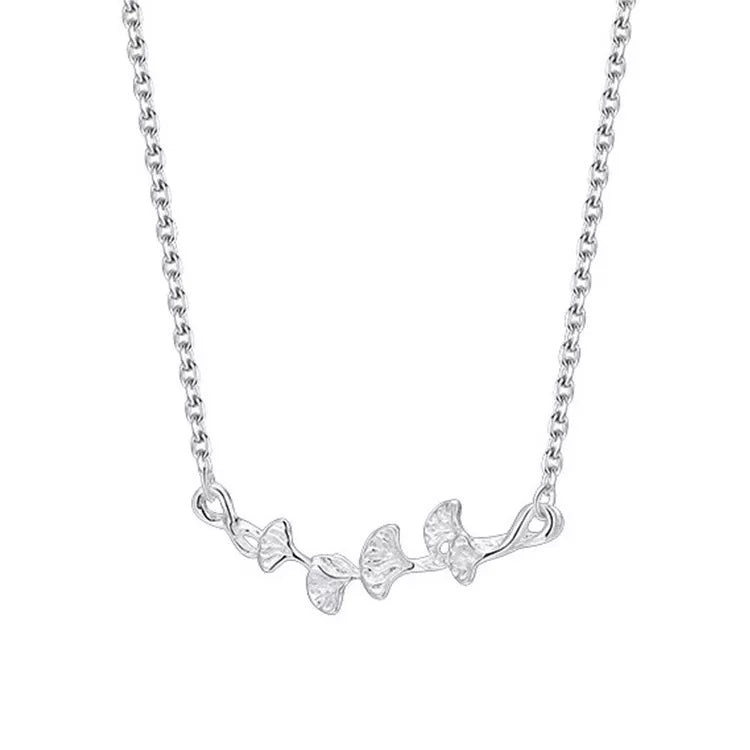 925 Sterling Silver Ginkgo Leaf Necklace
