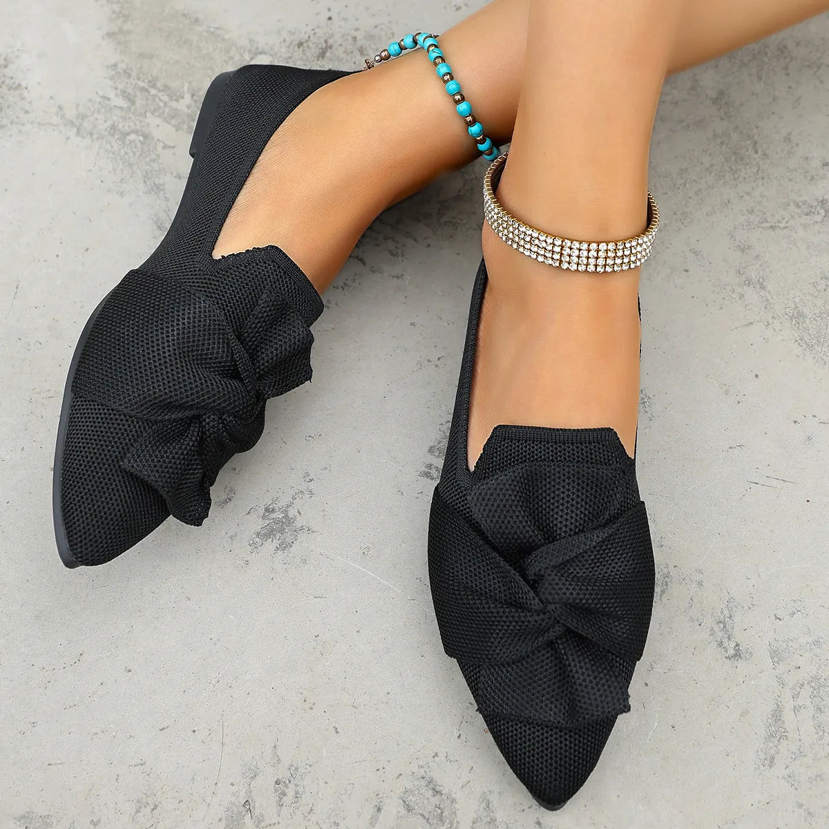 Bow Point Toe Flats Slip-Ons