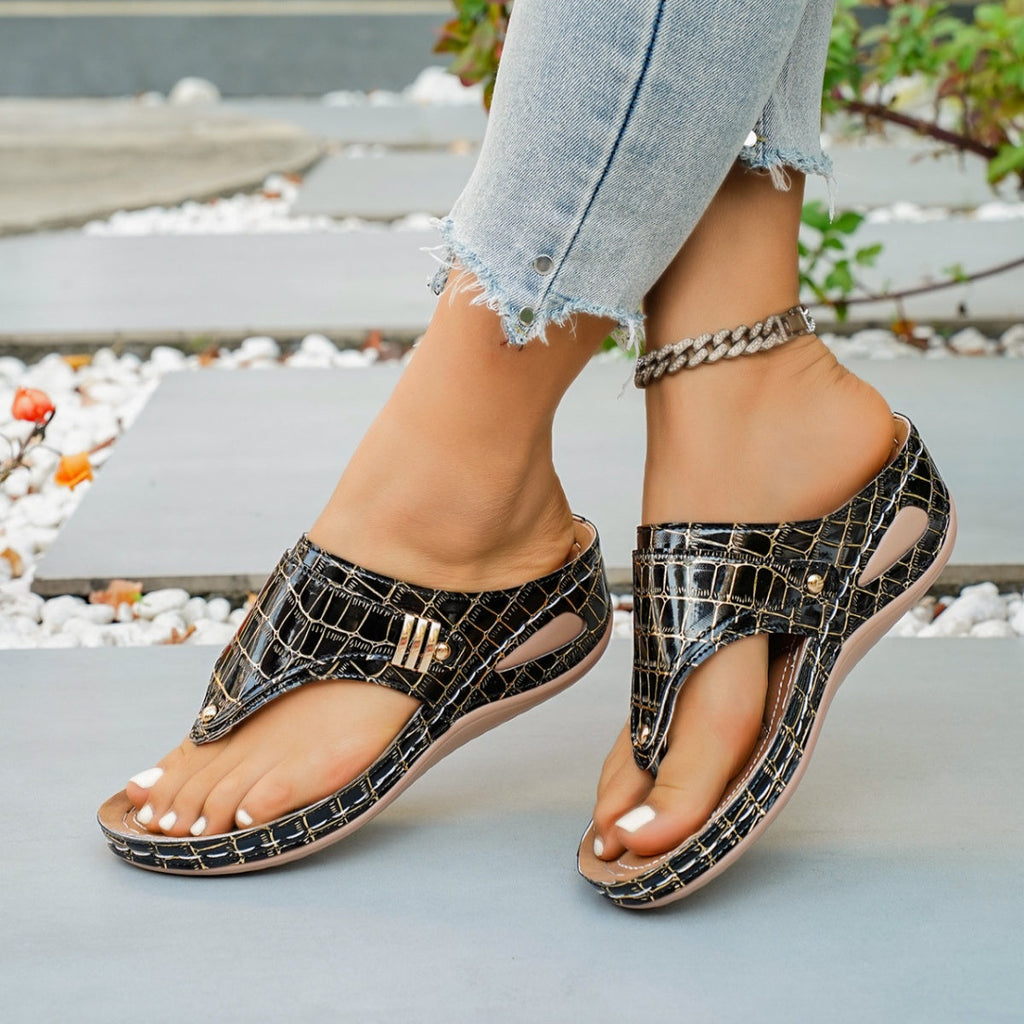 Toe Post Wedge Sandals