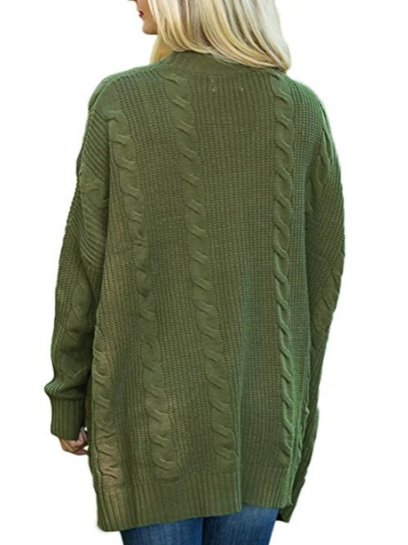 Full Size Chunky Knit Open Front Cardigan Plus Size