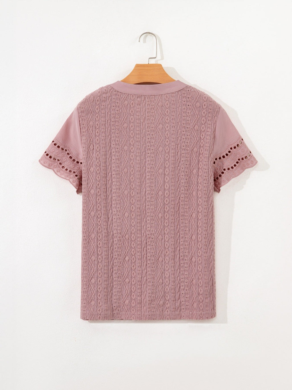 Eyelet Embroidered Short Sleeve Blouse