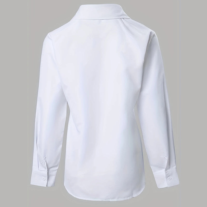 Women’s Contrast Lace Long-Sleeve Button‑Down Blouse