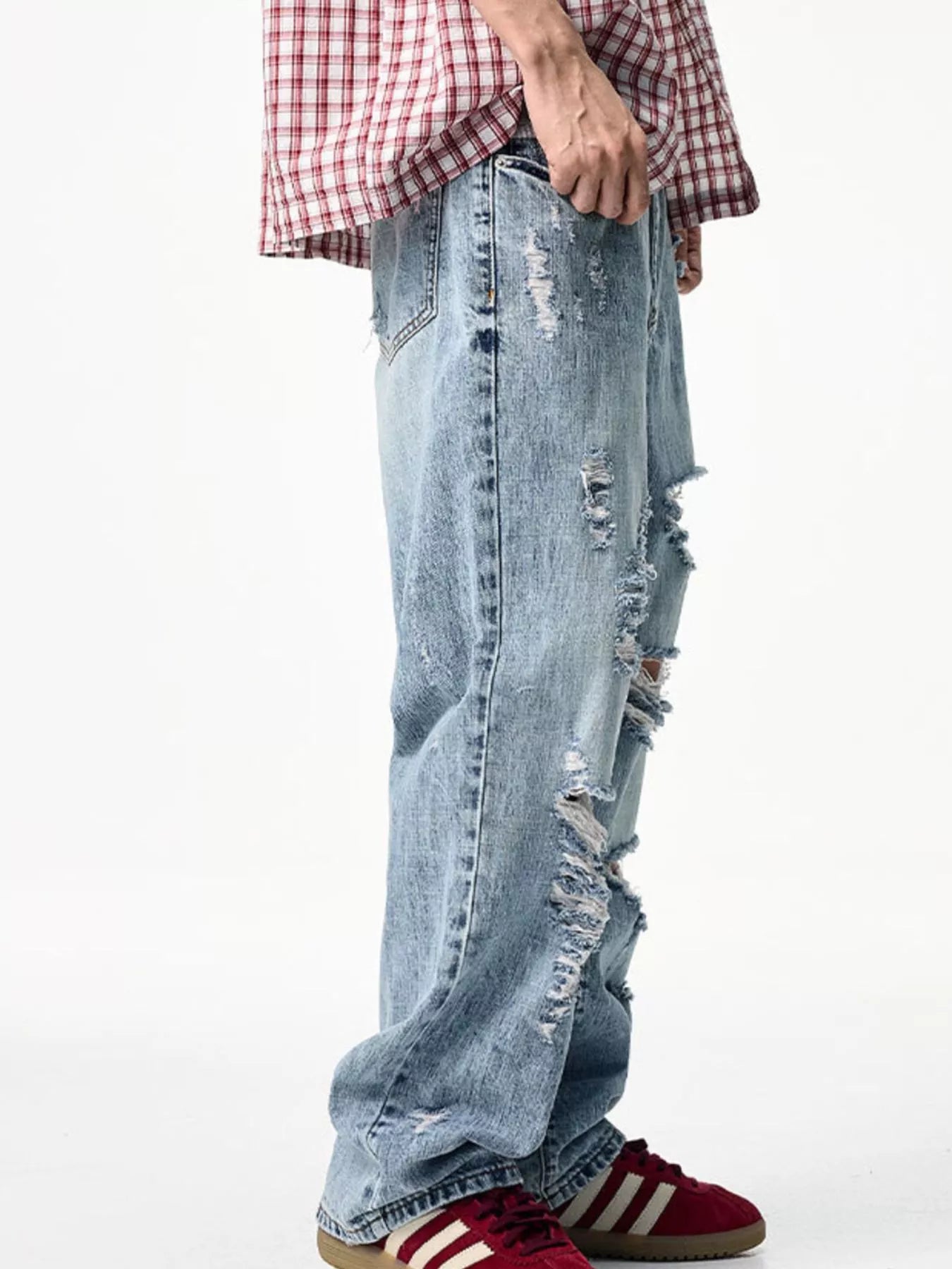 Men's Distressed Wide Leg Jeans