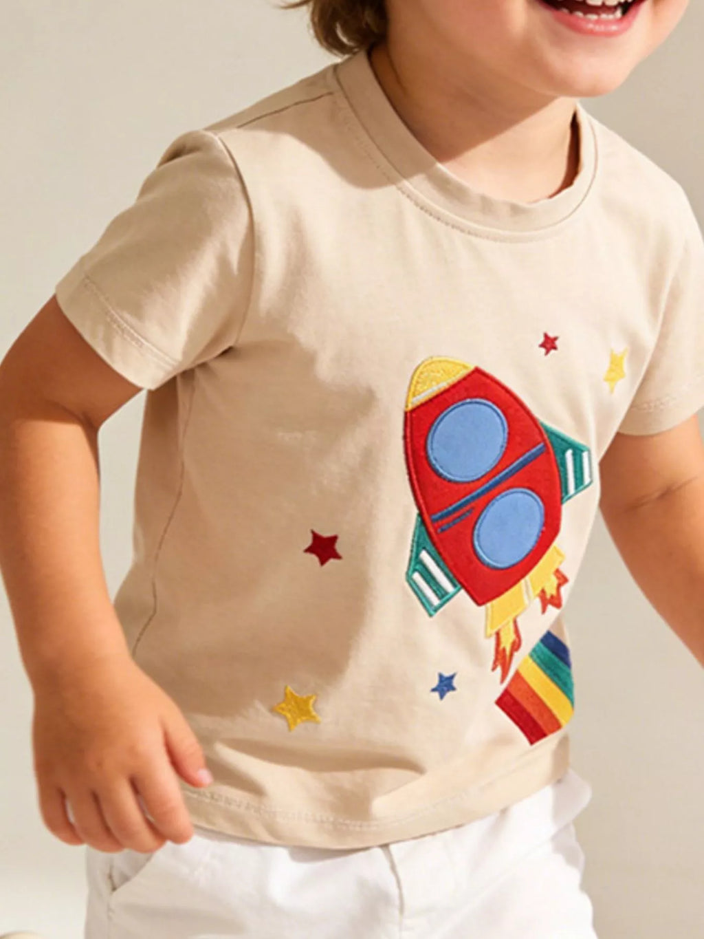 Children's Rocket Embroidered Short Sleeve T-Shirt