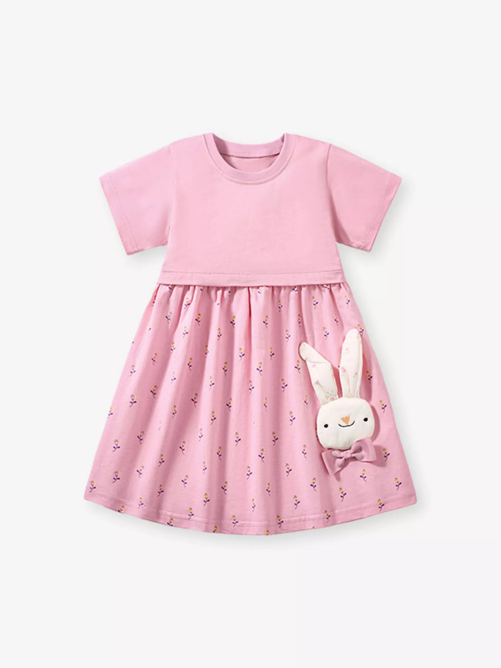 Children's Bunny Round Neck Short Sleeve Dress