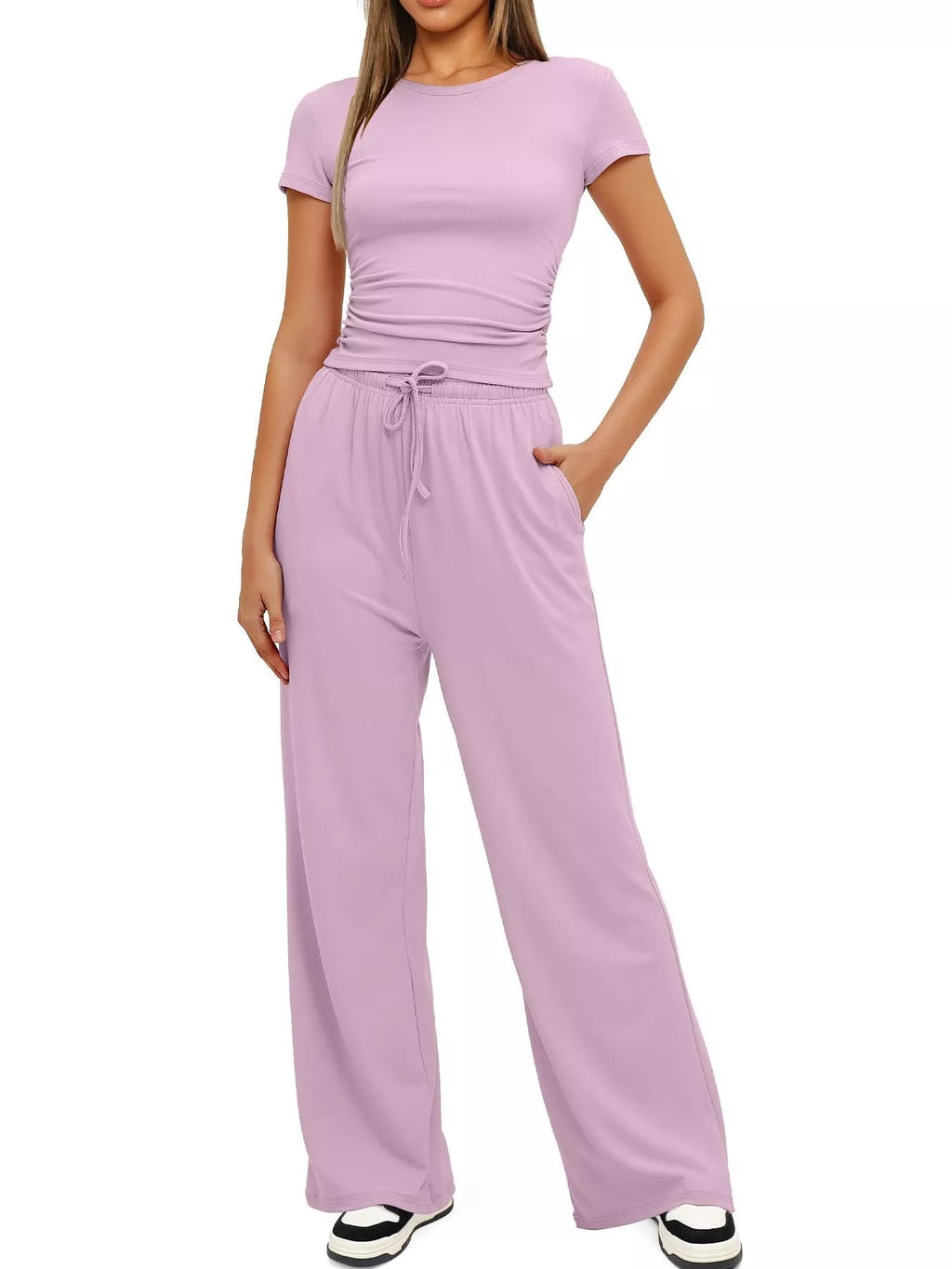 Short Sleeve Top and Drawstring Pants Set
