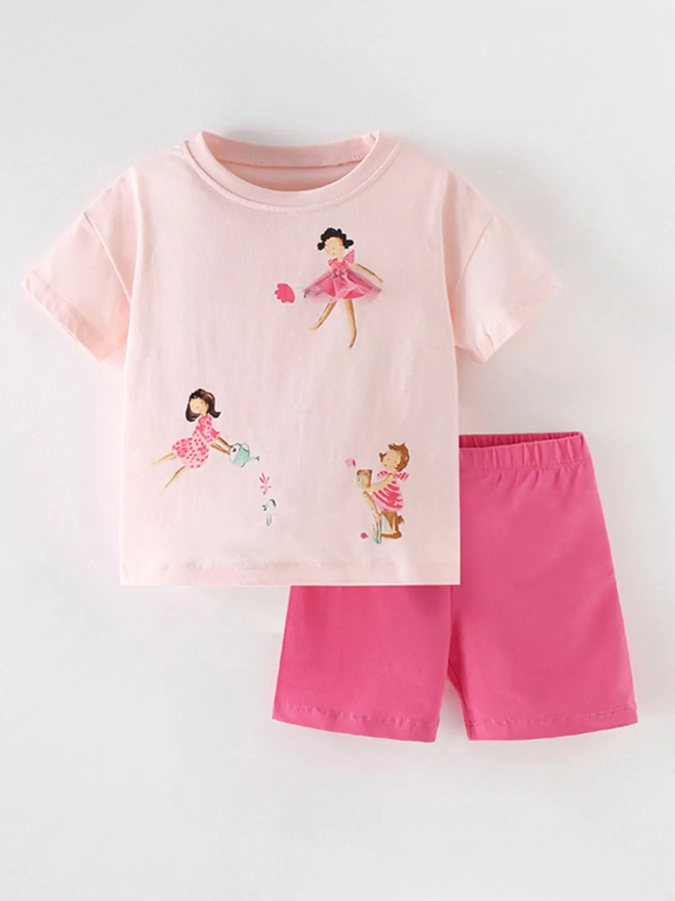 Children's Ballet Dancer Round Neck Tee and Shorts Set