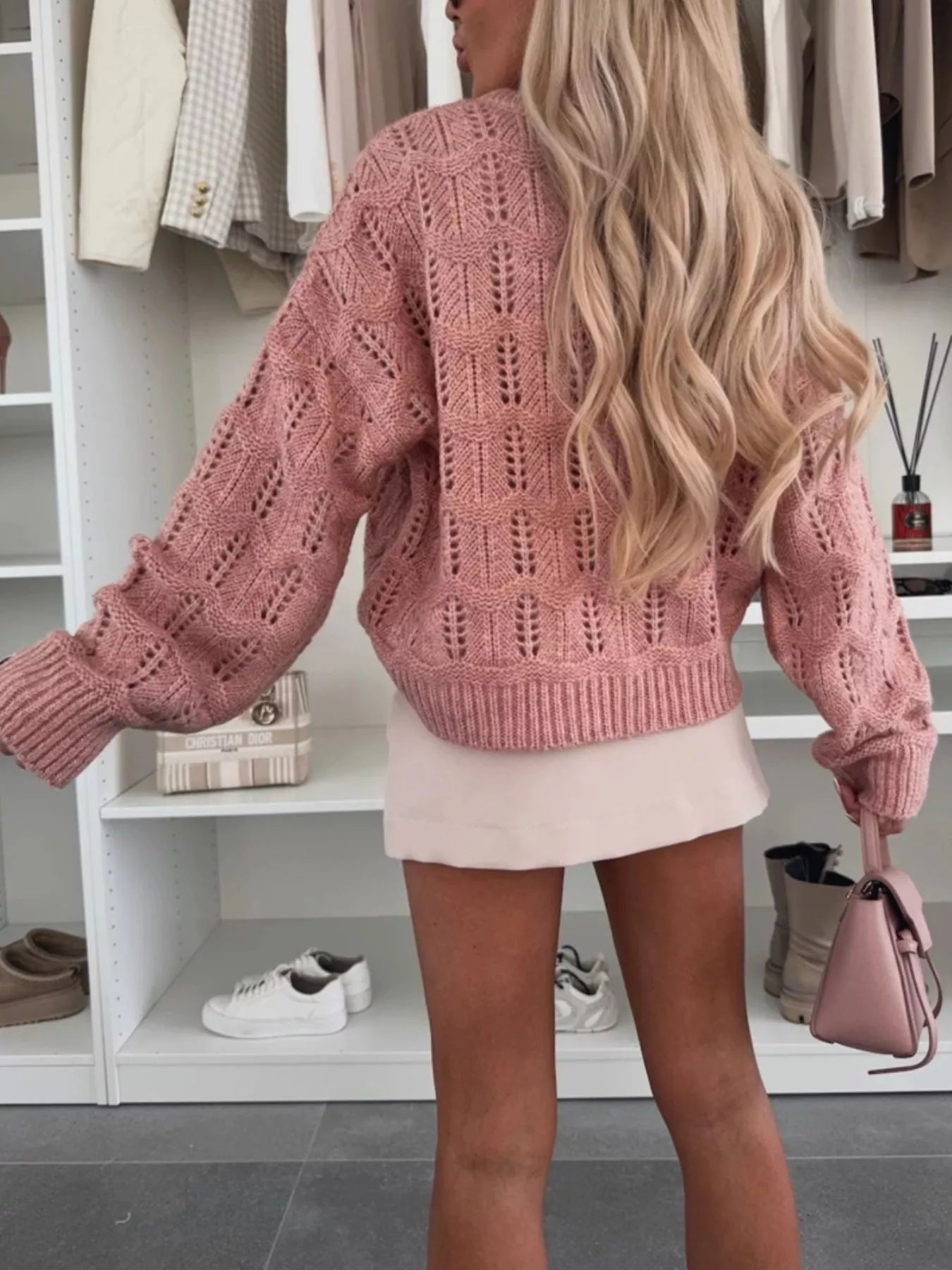 Openwork Round Neck Sweater