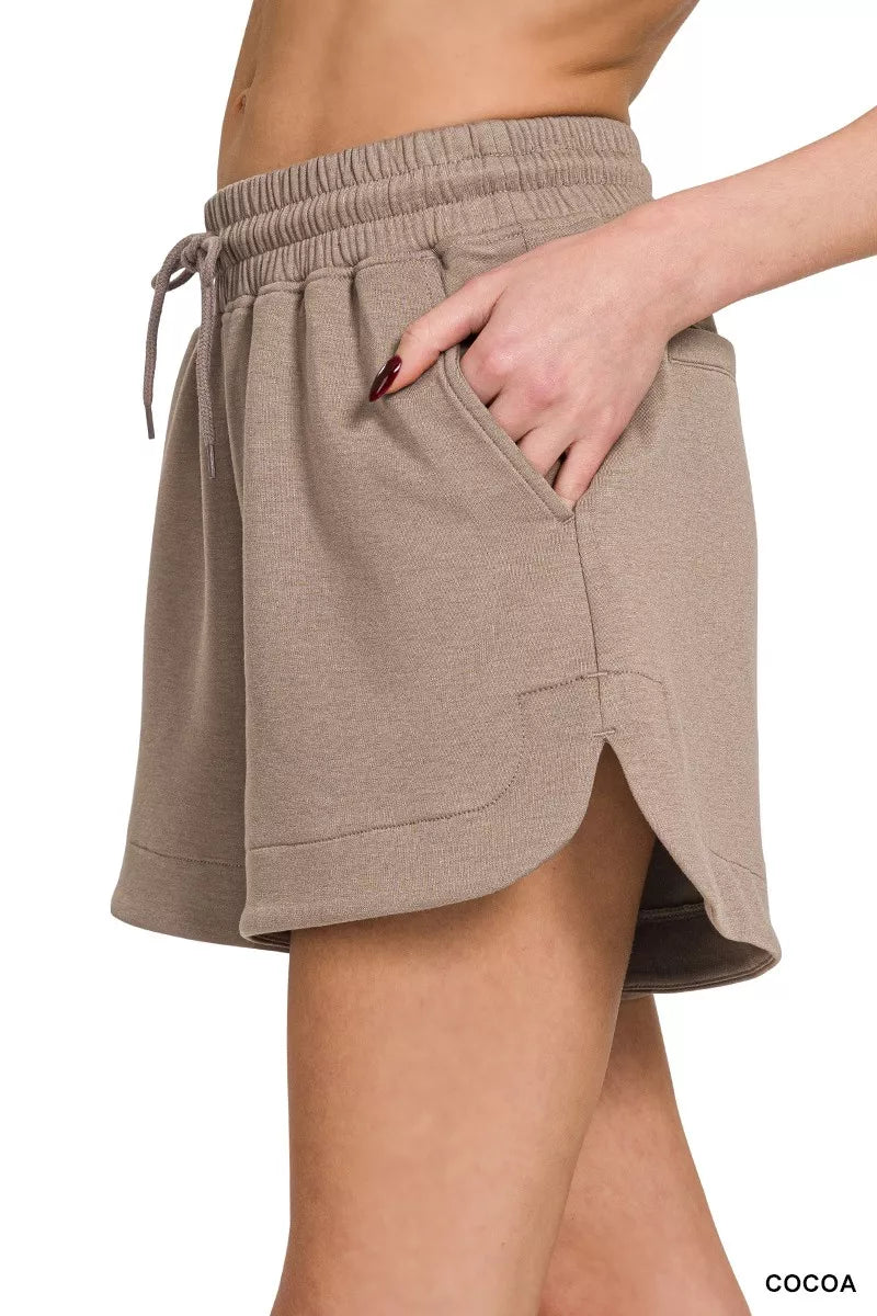 Zenana Scuba Elastic Waistband Shorts With Pocket
