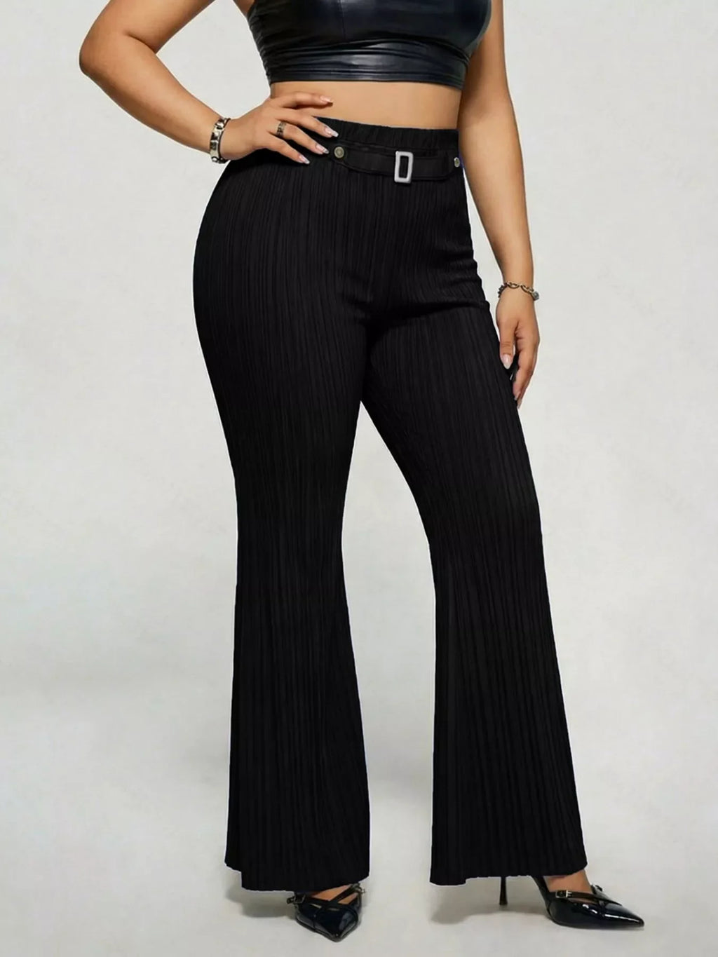 Plus Size High Waist Flare Pants