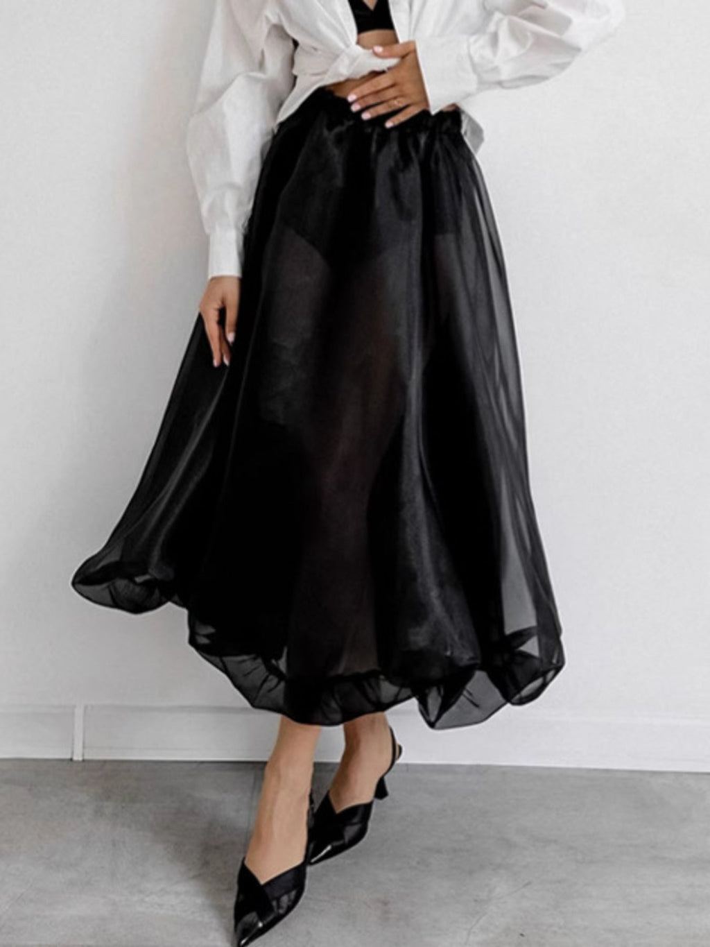 Elastic Waist Flowy Skirt