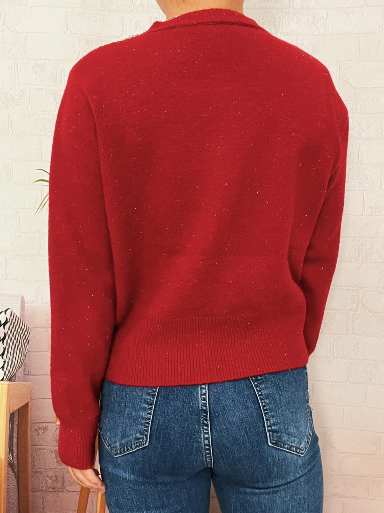 Pearl Detail Button-Front Cardigan