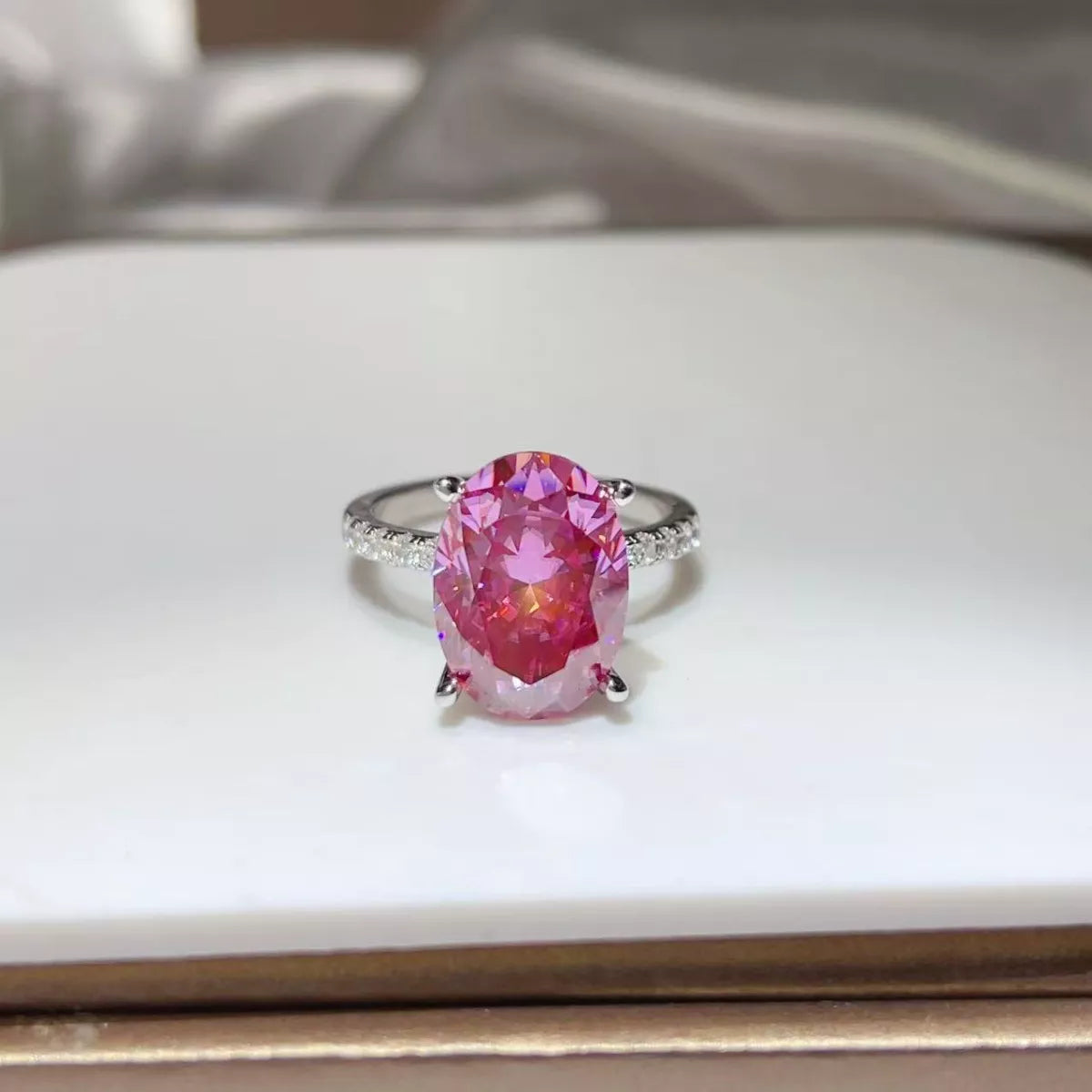 8 Carat Moissanite Oval 925 Sterling Silver Ring