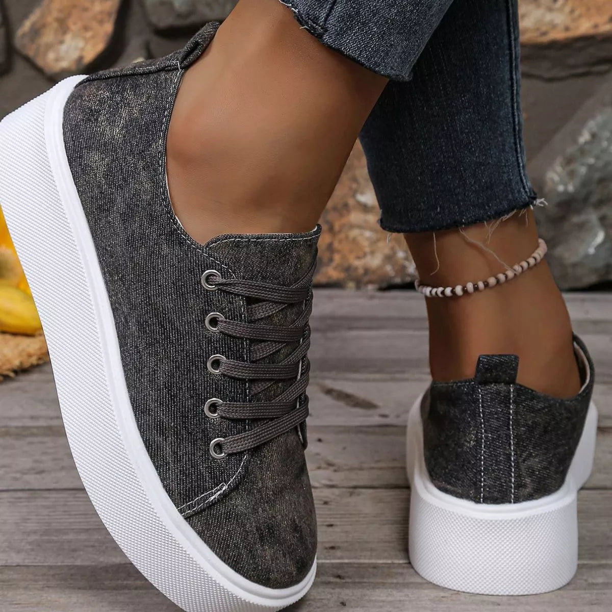 Round Toe Platform Sneakers