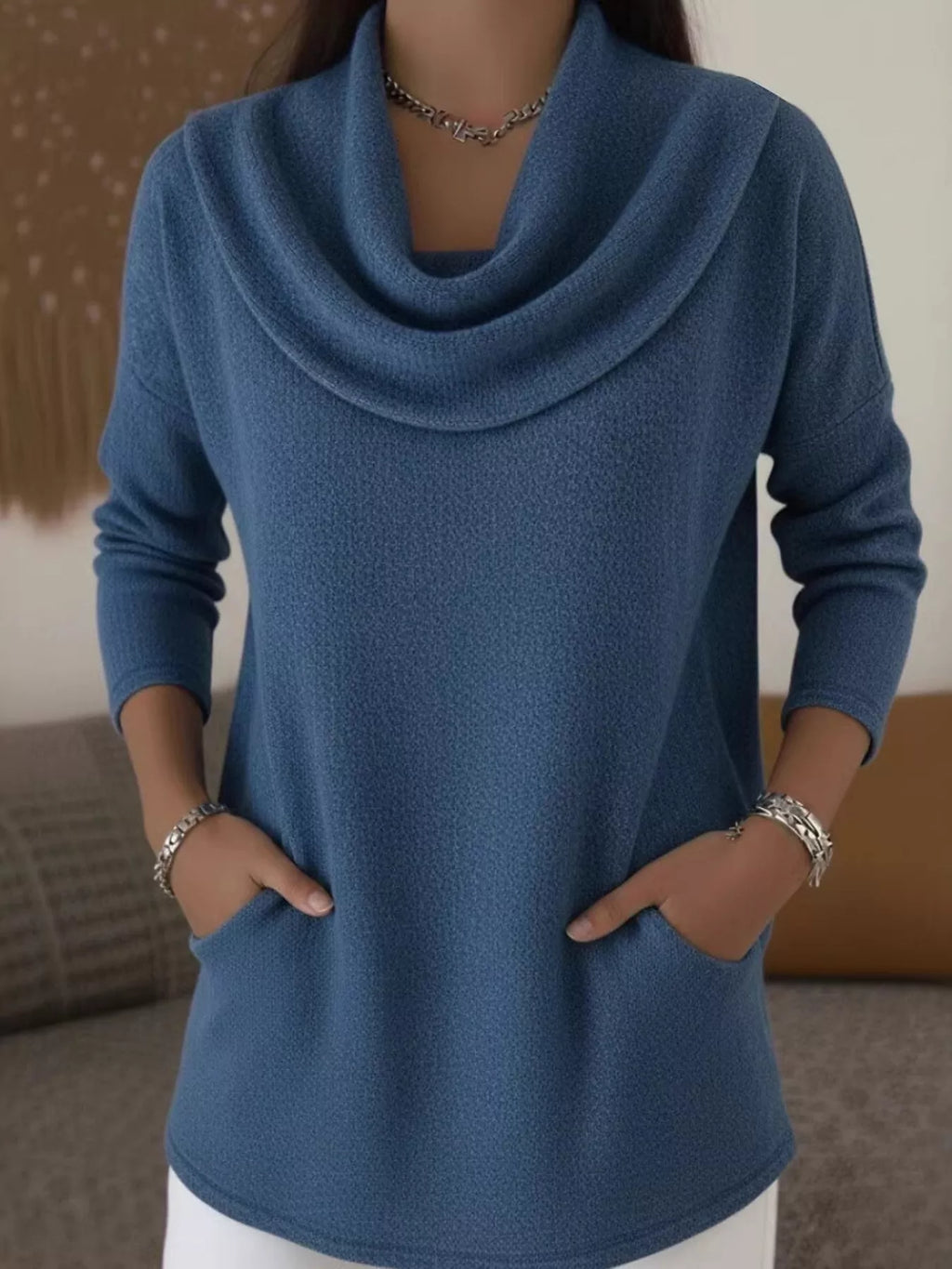 Full Size Cowl Neck Long Sleeve Top Plus Size