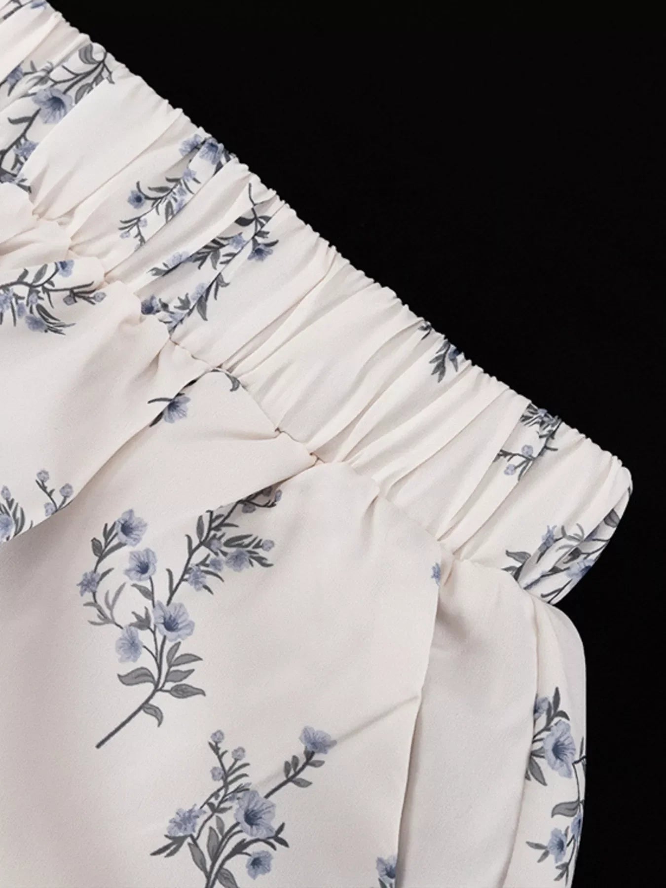 Floral Print Balloon Sleeve Top and Shorts Set