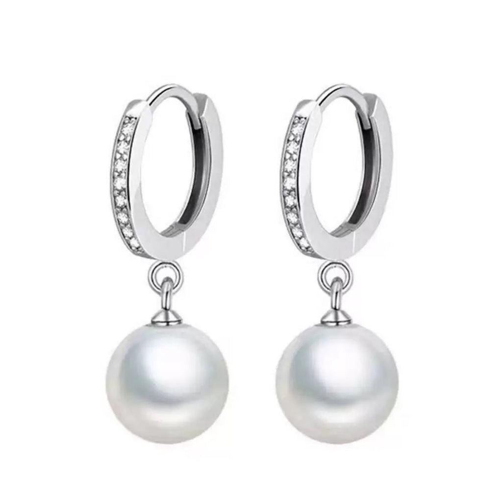 Pearl Drop Hoop Earrings