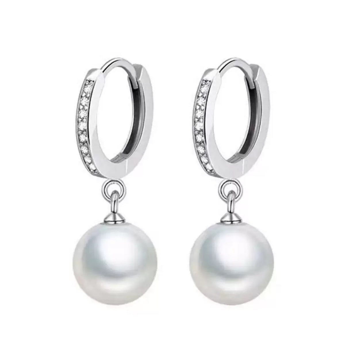 Pearl Drop Hoop Earrings